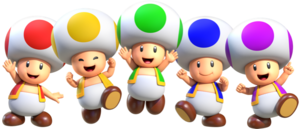 Group artwork of the Toads from Super Mario Run.