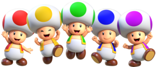 Group artwork of the Toads from Super Mario Run.