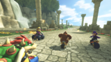 The E3 2013 press screenshot version of Thwomp Ruins, note the finish line and flowers are absent in this version.