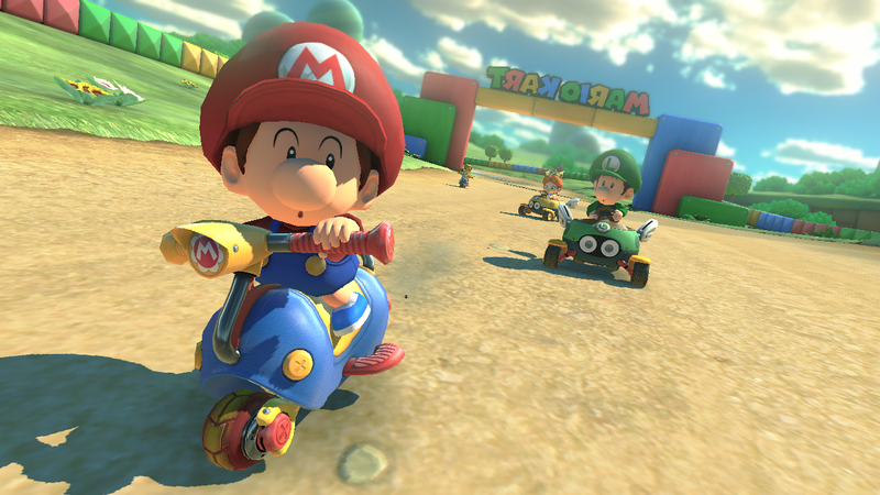 File:MK8 Prerelease Baby Mario on Mr Scooty.png