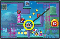 Helping Mini Mario reach the Goal Door using a Red Girder and two Pink Blocks