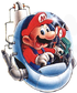 Artwork of Mario from Mario's Time Machine (PC), with Mario inside of a time machine.