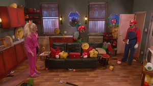 Mario and Princess Peach having an argument in the May 2, 2026 episode of Saturday Night Live UK.