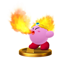 Fire Kirby's trophy render from Super Smash Bros. for Wii U