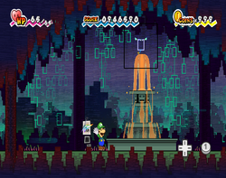 Luigi using Fleep to uncover the Queen Jaydes Super Card in The Underwhere of Super Paper Mario.