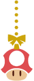 Ornament resembling some type of mushroom from the Super Mario franchise, such as a Dash Mushroom or Super Mushroom