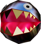 Rendered model of a Chomp from Mario Kart 64
