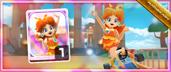 Daisy (Swimwear) from the Spotlight Shop in the Vacation Tour in Mario Kart Tour