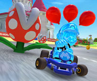 Thumbnail of the Pink Gold Peach Cup challenge from the 2023 Mario Tour; a Steer Clear of Obstacles challenge set on DS Mario Circuit