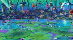 The Concert Pond of the Melodic Gardens in Mario + Rabbids Sparks of Hope