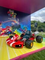 A life-size kart displayed in Villa-Lobos State Park, in São Paulo, Brazil to promote The Super Mario Bros. Movie.