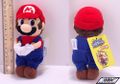 A Japanese plush magnet of Mario based on Super Mario Sunshine. The plush has posable magnet arms and legs, allowing one to pose it or use it to hold an object.