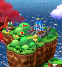 The Mushroom Kingdom region, as seen in Super Mario RPG (Nintendo Switch).