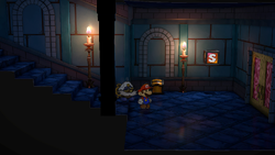 Last treasure chest in the Palace of Shadow in the remake of Paper Mario: The Thousand-Year Door for the Nintendo Switch.