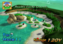 Hole 11 of Peach's Castle Grounds from Mario Golf: Toadstool Tour
