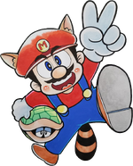 Raccoon Mario with a Shell