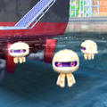 Three Bloopads on the water's surface