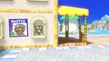 An area in the background of the Delfino Plaza stage, with Lucario and Bowser Jr. visible offshore