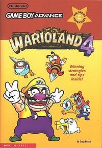 The cover of the Game Boy Advance book Warioland 4 (based on the game Wario Land 4).