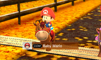Baby Mario riding on a horse in Advanced difficulty from Mario Sports Superstars