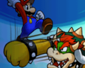 Mario avoiding Bowser's punch.