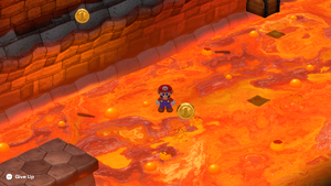 Mario finding first two 10-Coins in the invisible path action course of Bowser's Keep of Super Mario RPG.