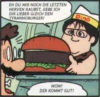 The Tyrannoburger in the Club Nintendo comic "Super Mario: Verloren in der Zeit"