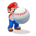 Mario holding a baseball in the Action Guide