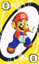 The Yellow Zero card from the Nintendo UNO deck (featuring Mario)