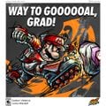Graduation Day card featuring Mario kicking a soccer ball (from Mario Strikers: Battle League)