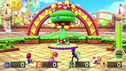 Boss minigame from Mario Party 10; Petey's Bomb Battle.