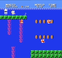 Mario stuck in coral in Super Mario Bros.: The Lost Levels