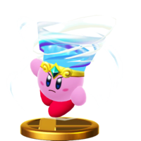 Tornado Kirby's trophy render from Super Smash Bros. for Wii U