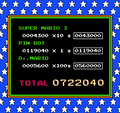 The final results screen adding up the player's score from all three games