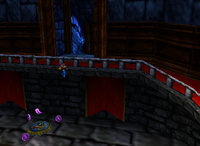 A purple Banana Bunch and a set of purple Banana Coins in Creepy Castle.