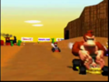 D.K. and Mario racing on Kalimari Desert