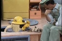 Edison playing chess with Luigi in The Super Mario Bros. Super Show! episode Day of the Orphan.