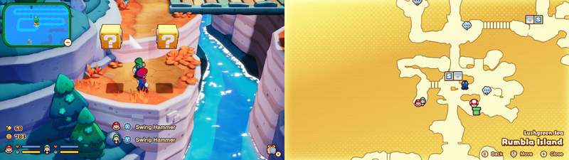 Fifth hidden block in Rumbla Island from Mario & Luigi: Brothership.