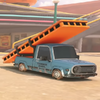 A small blue truck carrying a Lift from Mario Kart World