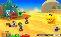 Screenshot of Paper Mario creased in Mario & Luigi: Paper Jam