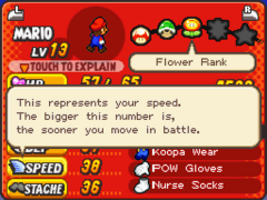 The Speed stat in Mario & Luigi: Bowser's Inside Story.