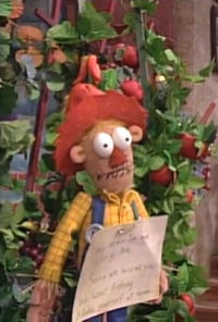 The scarecrow in The Super Mario Bros. Super Show! live-action segment "Mario Hillbillies"