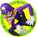 The icon artwork for Waluigi from Mario Tennis Open