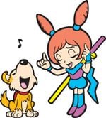 Artwork of Ana with her pet Shadow from WarioWare, Inc.: Mega Microgame$!.