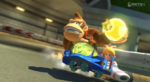 Donkey Kong and Cat Peach driving on the course