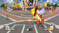 A Red Koopa Paratroopa prepares to bat, in Mario Super Sluggers.