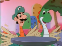 Luigi and Yoshi in the episode King Scoopa Koopa.