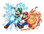 Mario and Luigi using the Firebrand and Thunderhand respectively