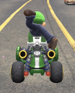 Luigi performing a trick.