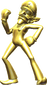 A golden statue of Waluigi from the ending of Step It Up in Mario Party 9